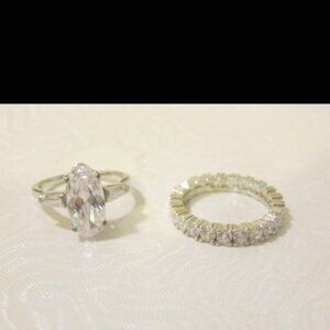 Radiance by Absolute Oval Baguette Accent Engagement & Band Ring Size 8